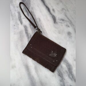 Vera Bradley Flap All in One Wallet Wristlet Solid Deep Brown Quilted